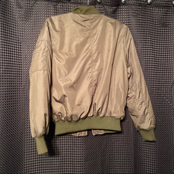 Fleece Lined Army Green Bomber Jacket - Picture 4 of 4